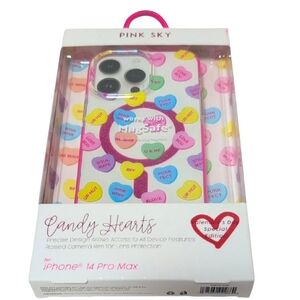 Pink Sky Candy Hearts iPhone 14 Pro Max Case - Multicolor